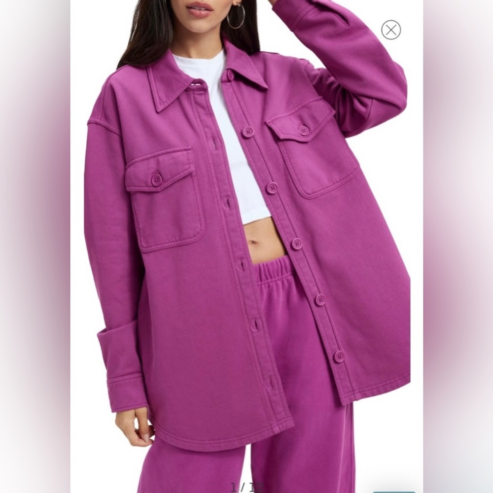 NWT Good American Shaket Jacket Size S/M Fuchsia Color With Pockets